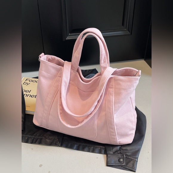 Corduroy Solid Large Tote Bag - Picture 3 of 15
